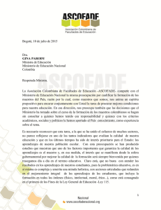 Bogotá, 10 de julio de 2015 Dra. GINA PARODY Ministra de