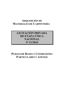 licitación privada de etapa única nacional nº 11/2016