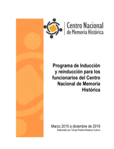 Plan de inducción y reinducción - Centro Nacional de Memoria