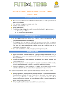 REGLAMENTO DEL JUEGO y condiciones del torneo Futbol tenis