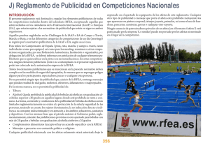 J) Reglamento de Publicidad en Competiciones Nacionales