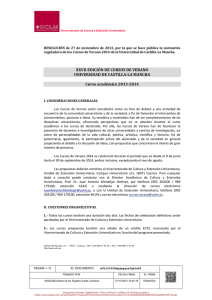 Normativa de los cursos de verano de la Universidad de Castilla