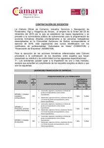 CONTRATACIÓN DE DOCENTES La Cámara Oficial de Comercio