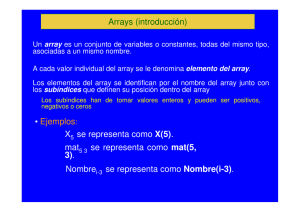 Arrays (introducción) • Ejemplos: X se representa como X(5). mat se