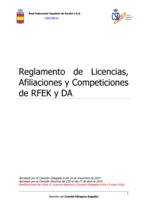 Reglamento de Licencias, Afiliaciones y Competiciones de RFEK y DA