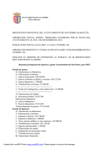 Presupuesto 2015 - Ayuntamiento de San Pedro