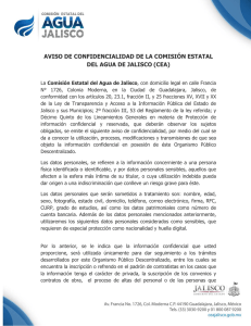 AVISO DE CONFIDENCIALIDAD - Comisión Estatal del Agua