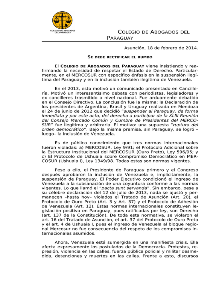 Articulo Colegio De Abogados Del Paraguay