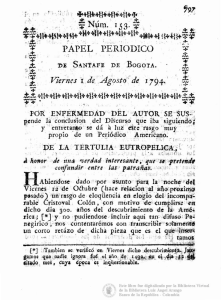 Papel periódico de la Ciudad de Santafé de Bogotá No. 153