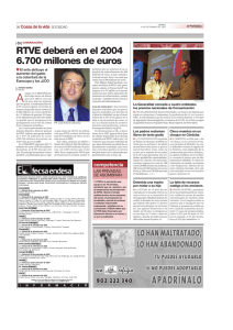 RTVE deberá en el 2004 6.700 millones de euros