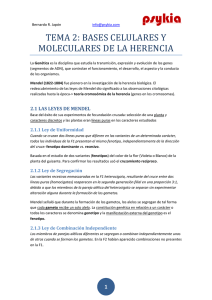 TEMA 2: BASES CELULARES Y MOLECULARES DE LA HERENCIA