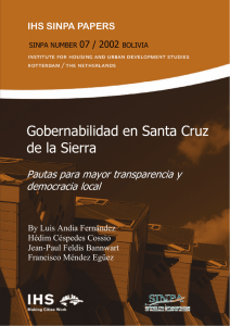Gobernabilidad en Santa Cruz de la Sierra. Pautas Para Mayor