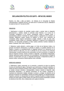 Declaración Política de Quito - Mitad del Mundo