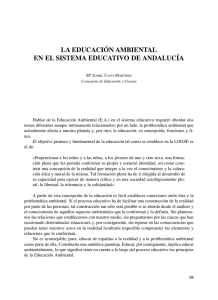 La Educación Ambiental en el sistema educativo de Andalucía.