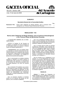 Resolución 1153 de la Comunidad Andina. Categorías de