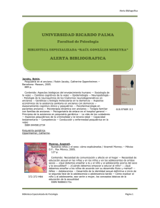 UNIVERSIDAD RICARDO PALMA ALERTA BIBLIOGRAFICA