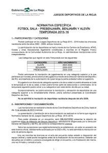 Normativa Prebenjamin, Benjamín y Alevín 2015/2016