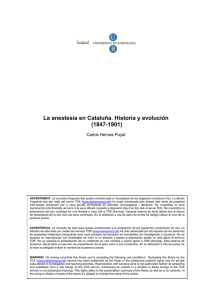 La anestesia en Cataluña. Historia y evolución (1847-1901)