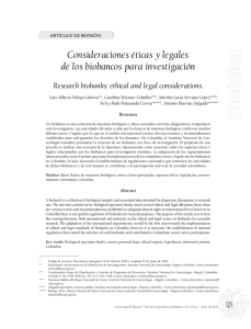 Consideraciones éticas y legales de los biobancos para investigación