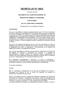 D.L. 16833 Reglamento de la Dirección General de Registro de