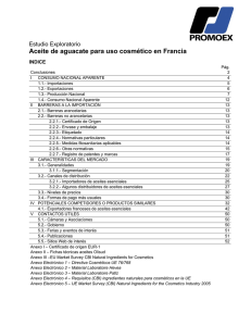 Estudio de aceite de aguacate para uso cosmético en Francia.