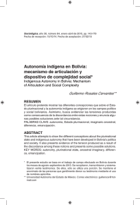 Autonomía indígena en Bolivia: mecanismo de articulación y
