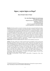 Signo y sujeto lógico en Hegel"