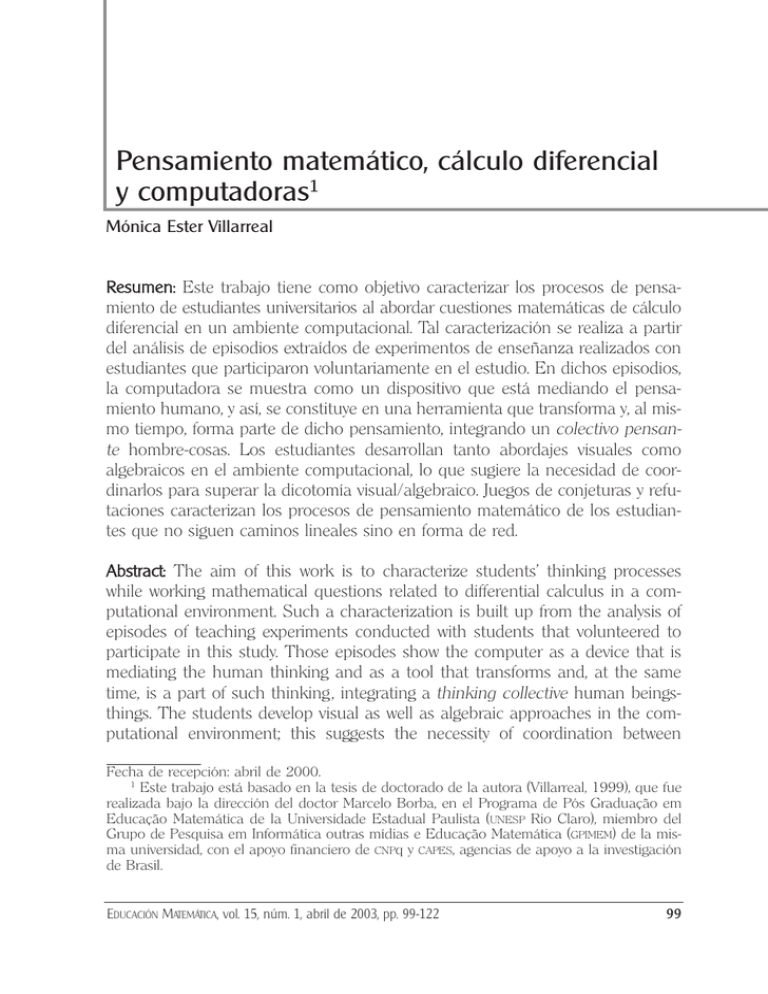 Pensamiento Matem Tico C Lculo Diferencial Y Computadoras