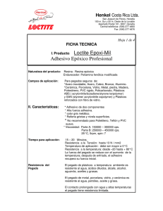 I. Producto: Loctite Epoxi-Mil. Adhesivo Epóxico Profesional