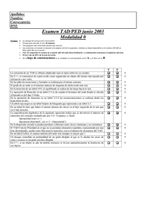 Examen TAD/PED junio 2003 Modalidad 0