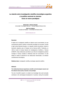 La relación entre investigación científica y tecnologíca argentina con