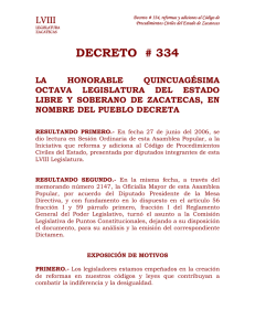 Decreto - Congreso del Estado de Zacatecas
