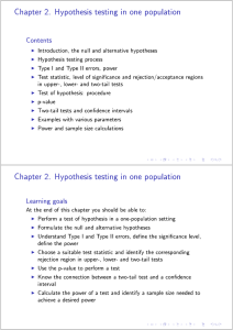 Basic concepts in hypothesis testing