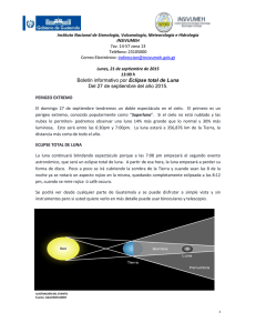 Boletín informativo por Eclipse total de Luna Del 27 de septiembre