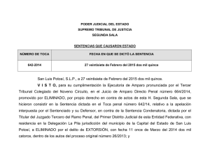 San Luis Potosí, S.L.P., a 27 veintisiete de Febrero del 2015 dos mil