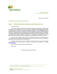 Reforma parcial del Sistema de gobierno corporativo de Iberdrola, SA