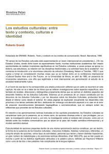 Roberto Grandi. Los estudios culturales: entre texto y contexto
