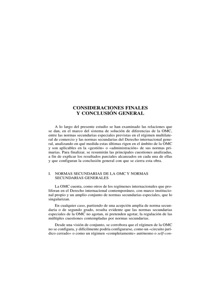 CONSIDERACIONES FINALES Y CONCLUSIÓN GENERAL