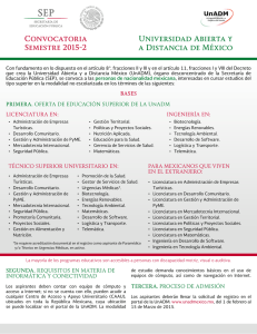 Convocatoria Universidad Abierta ya Distancia de México