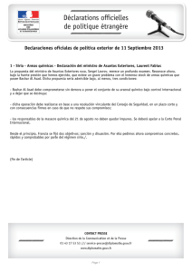 Declaraciones oficiales de política exterior de 11 Septiembre 2013
