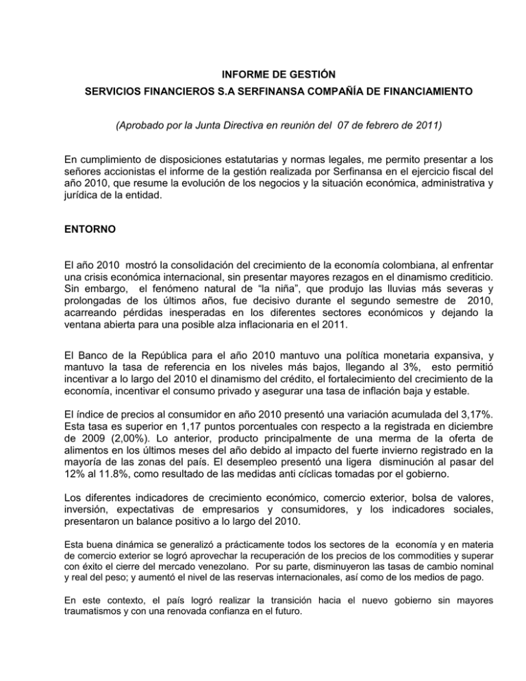 Informe De Gestion Y Notas A Los Estados Financieros