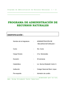 Programa de Estudios Administración de Recursos Naturales