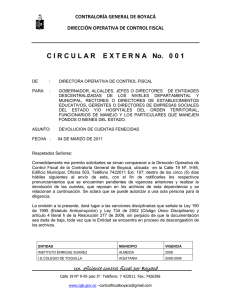 CIRCULAREXTERNA No. 0 0 1 - Contraloria General de Boyacá