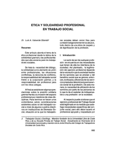 ETICA y SOLIDARIDAD PROFESIONAL EN TRABAJO SOCIAL