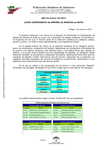 Nota de Prensa 18/2012 - Federación Andaluza de Atletismo
