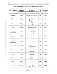 Hojas adicionales Química Orgánica I (1311) Manual de Prácticas