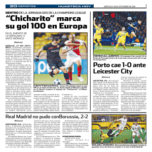 “Chicharito” marca su gol 100 en europa