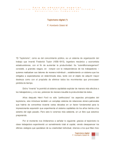 Taylorismo digital (*) F. Humberto Sotelo M. ―El Taylorismo