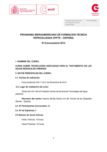 Curso Tecnologias Tratamiento Aguas CENTA PIFTE España2014