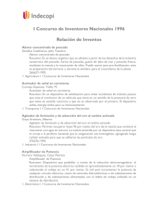 I Concurso de Inventores Nacionales 1996 Relación de